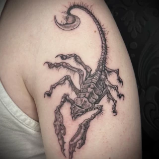 Tatouage Insectes - Scorpion sur épaule femme - Nice - The Black Hat Tattoo