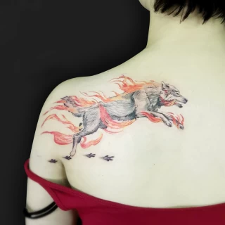 Watercolor orange -  - Tatouage Loup - Black Hat Tattoo Nice- tatouage Nice - The Black Hat Tattoo