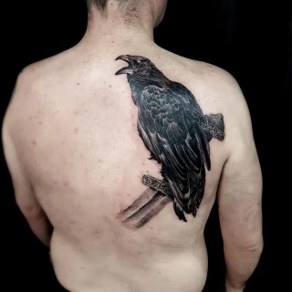 Tatouage d'un corbeau - Blackwork Darkwork - Black Hat Tattoo Nice  - tatouage Nice - The Black Hat Tattoo