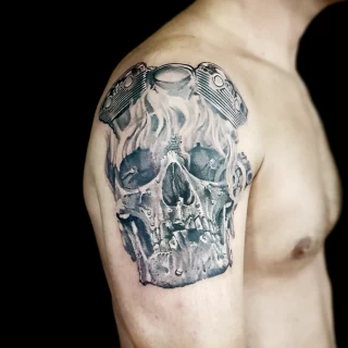 Tatouage crâne realistique - Tatouage de Crâne - Black Hat Tattoo Nice- tatouage Nice - The Black Hat Tattoo