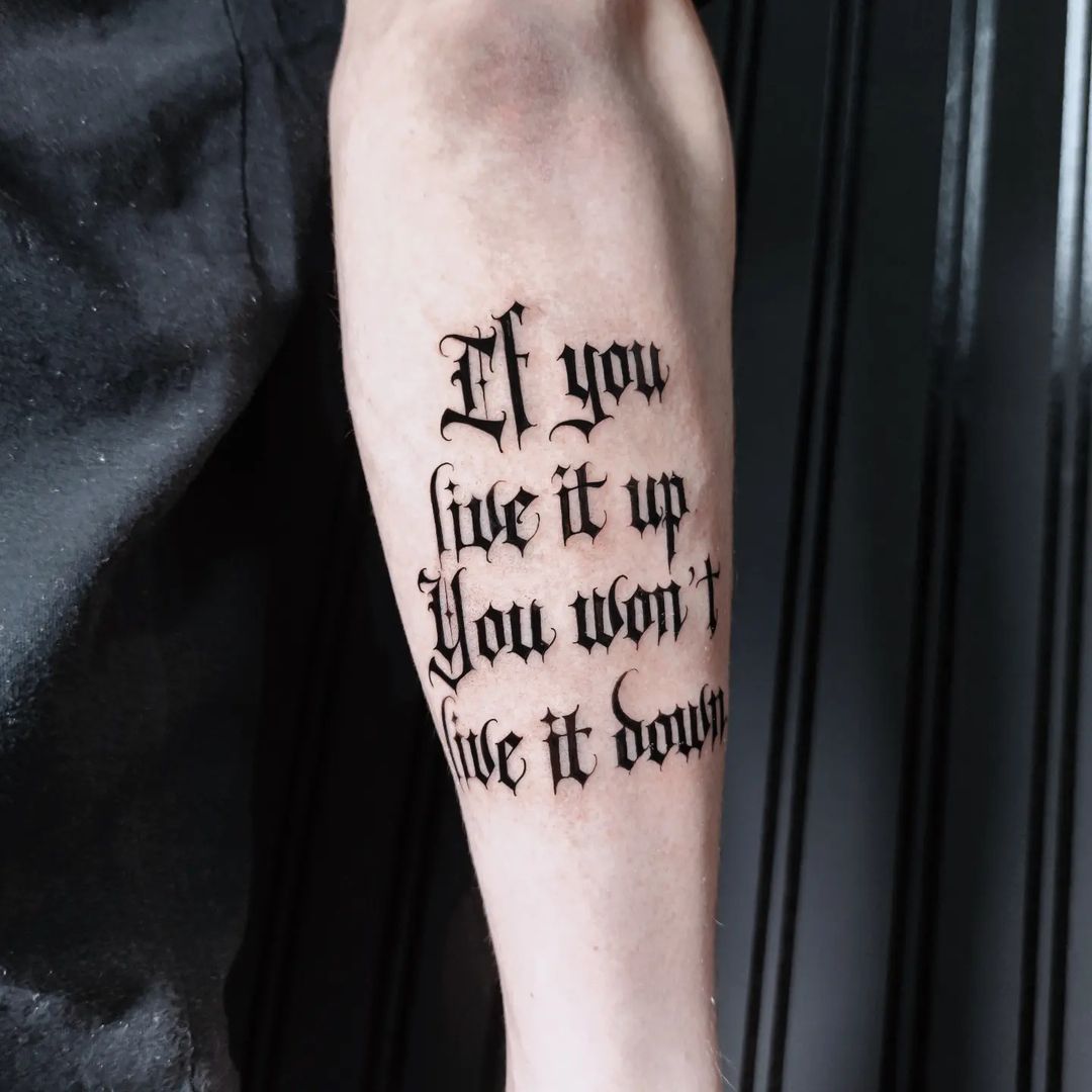 IF YOU LIVE IT UP YOU DONT LIVE IT DOWN - The Black Hat Tattoo