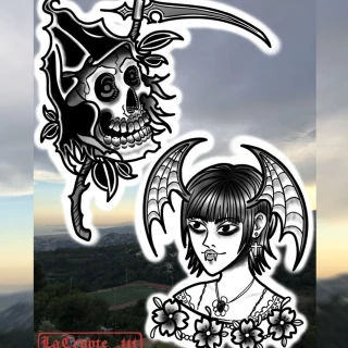 Laurent apprenti planche flash - The Black Hat Tattoo