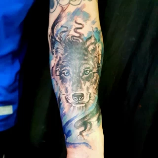 Watercolor -  - Tatouage Loup - Black Hat Tattoo Nice- tatouage Nice - The Black Hat Tattoo