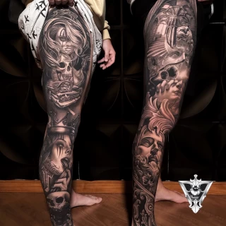 Stifler guest artiste tatouage réaliste noir et gris - The Black Hat Tattoo