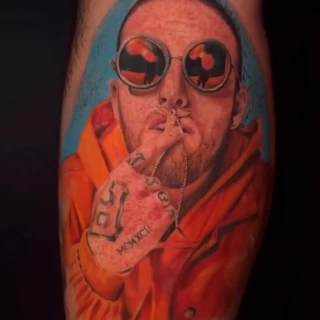 Nicola - guest artist - mac miller tattoo - realism - colorwork - the black hat tattoo Dublin- 2025 - The Black Hat Tattoo