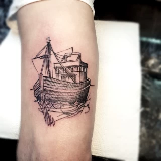 Tatouage de marin - Tatouage de Bateau - Blackwork Darkwork - Black Hat Tattoo Nice  - tatouage Nice - The Black Hat Tattoo