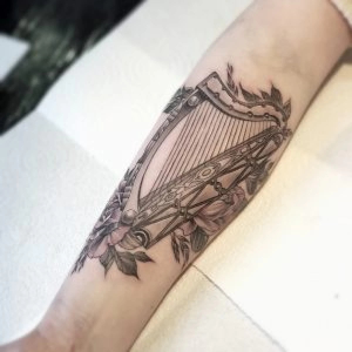 Celtic-Harp-Tattoo-black-and-grey-The-Black-Hat-Tattoo-Dublin-2019-Sergy-Black-Hat-V2-Artist-Portfolio-300x300