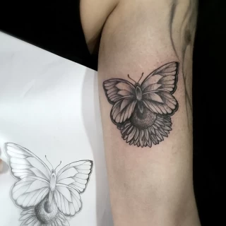 Tatouage d'un papillon - Blackwork Darkwork - Black Hat Tattoo Nice  - tatouage Nice - The Black Hat Tattoo